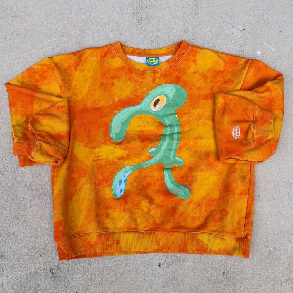 Dumbgood Squidward  Sweatshirt XL Orange Tie Dye Bold and Brash SpongeBob Crew
